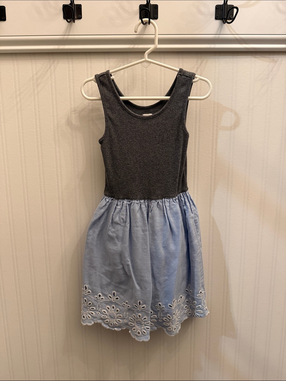 GAP Gray Tank Dress with Light Blue Eyelet Skirt